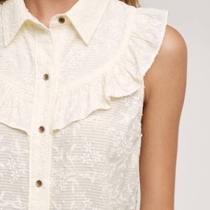 ANTHROPOLOGIE MAEVE ivory button down blouse 10